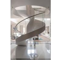 Marmor-Stufen Gebogene Treppe LED-Beleuchtete Treppen Innen-Spiraltreppe Holzstufen Steinmarmorstufen Eichenstufen Bogenförmige Treppe