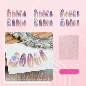 30Pcs Cross-Biên Giới 3D Hạnh Nhân Abs Móng Tay Nghệ Thuật Móng Tay Cổ Tím Hoa Vỏ Chấm Pháp Phong Cách Mặc Móng Tay Bán Buôn Ngón Tay - Product Image 2