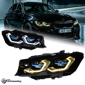 Conjunto de faros LED AKD para BMW Serie 3 G20 2019-2022, modificados con proyector de doble color Golden Eye y lente tipo cuchara. - Product Image 1