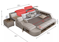 Lit intelligent multifonctionnel créatif avec bureau informatique intégré, lit de chambre réglable, grand espace de rangement, lit avec fauteuil de massage, lit sécurisé