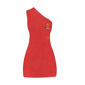 Personalizado al por mayor nuevo diseño 100% lana ceñido al cuerpo erógeno un hombro cuello inclinado aberturas laterales mujeres vestido de suéter de punto - Product Image 5