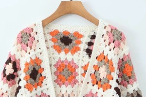 Offre Spéciale femmes Style ethnique Vintage bulle à la main pull Cardigan décontracté haut court <span class=keywords><strong>Crochet</strong></span> vêtements - Product Image 5