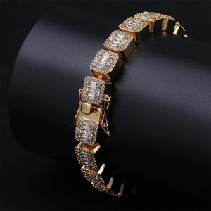 Pulsera Hip Hop Bling Iced Out con Diamantes para Hombre, Pulsera de Cadena Cubana con Eslabones Cuadrados, Estilo Hiphop Rapper - Product Image 3