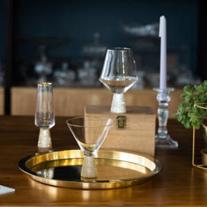 Ağır taban Rhinestone dekorasyon Martini kokteyl cam ile altın jant - Product Image 5