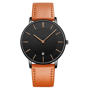 Montres à quartz minimaliste avec logo personnalisé et bracelet en cuir pour hommes de marque à la mode <span class=keywords><strong>altra</strong></span> slim montre bon marché pour hommes - Product Image 4