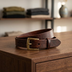 Cinturón de Cuero Genuino para Hombre BS INTERNATIONAL, Estilo Vintage, Color Sólido, Hebilla de Acero Ecológica, Rectangular, Ligero, Venta al Por Mayor - Product Image 1