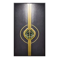 Porte d'entrée de villa sur mesure en aluminium, texture brossée radiale de luxe, incrustation de malachite, poignée circulaire.