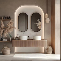 Meubles de salle de bain modernes avec double vasque, armoires en bois massif, imperméables, meubles luxueux en pierre, armoire de salle de bain résistante à l'eau