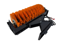 Balayeuse d'angle pour chargeuse compacte |   Accessoire rotatif à entraînement hydraulique pour le nettoyage des débris de neige et de la poussière |   Attache rapide universelle