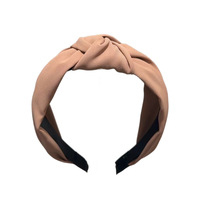 Serre-tête large fait main à imprimé léopard, style européen et américain, couleur unie, noué, haut de gamme, pour l'exportation