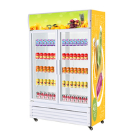 Refrigerador Vertical Comercial con Puerta de Vidrio para Bebidas, Termostato Mecánico, Iluminación LED, Enfriamiento por Aire de Bajo Ruido para Bares y Supermercados