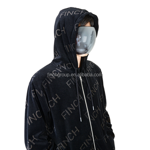 Finch Garment Logotipo personalizado Laser Velvet Zip up Hoodie Unisex Jogger Suit Set Premium Pantalones de chándal y Sudadera con capucha Set - Product Image 2