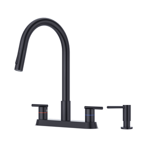 CUPC Stainless Steel 3-4 Hole 8 '' Widespread Pull Out Kitchen Sink Faucet with Soap Dispenser - Product Image 2