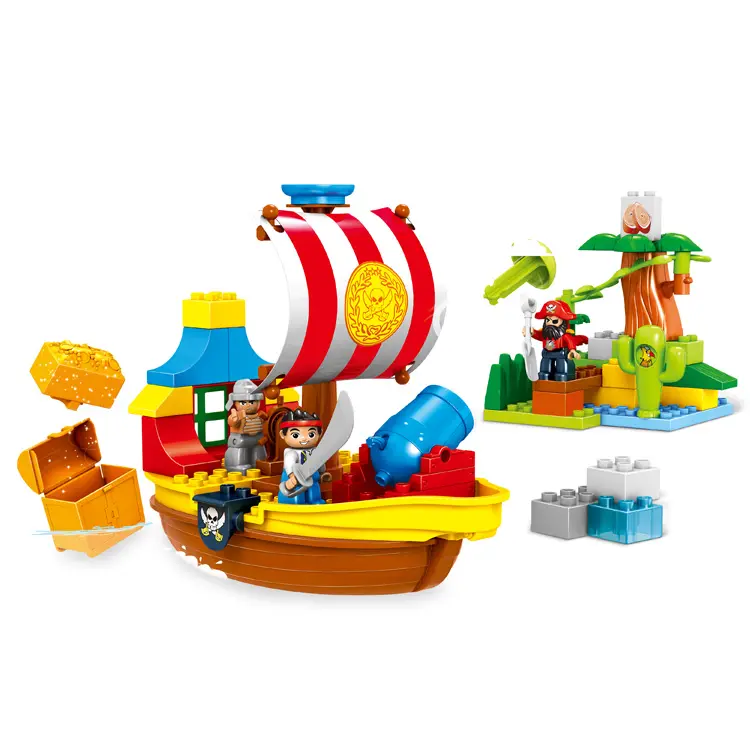 Bausteine Pirate Boat Adventure Baukästen Modell Microblock Spielzeug DIY 590PCS 