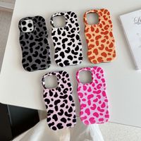 Coque de téléphone 2-en-1 TPU+PC à bords ondulés imprimé léopard, coque rigide avec motif personnalisé anti-décoloration pour iPhone 18 17 16 Pro Max