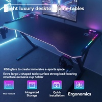 Table de jeu GEDO avec plateau en fibre de carbone, éclairage ambiant RGB, pieds en acier carbone en forme de Z, E-Sports, 15 mm, bureau d'ordinateur pour jeux
