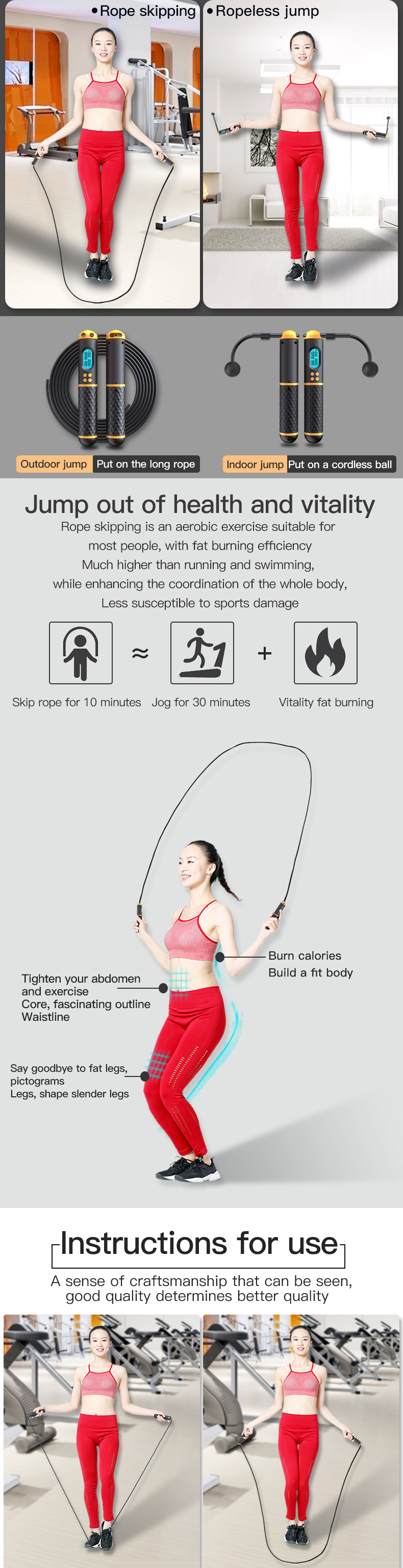 Digital Smart And Intelligent electronic counting exercise Fitness skip Jump Rope Skipping