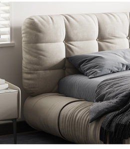 Atunus nórdico minimalista Marco de cama doble Beige camas dobles King cama de tela Baxter diseñador Foshan conjunto de muebles de dormitorio - Product Image 5