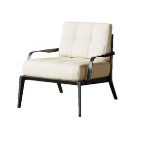 Conjunto de Mesa de Negociación y Silla de Ocio con Armazón Metálico Moderno de Lujo Ligero Italiano, Tapizado en Cuero, para Sala de Estar u Hotel - Product Image 1