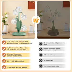 Nouvelle lampe de bureau Tulip Valley 2025, <span class=keywords><strong>abat</strong></span>-<span class=keywords><strong>jour</strong></span> en verre, personnalisable, 5-220V, contrôle par câble USB, lampe de bureau verte - Product Image 5