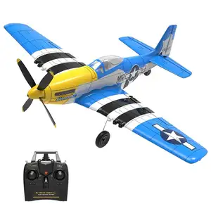 Volantexrc Avião de controle remoto 76105r P51 Mustang Avião de controle por rádio Planador Rc Rtf com uma tecla aerobático para iniciantes - Bu