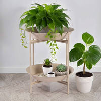 Table d'appoint moderne à deux niveaux avec cadre en métal, durable, polyvalente, ronde, pour patio, salon et chambre à coucher, peu encombrante pour la maison