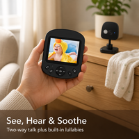 Caméra de surveillance pour bébé 1080p HD 12MP, vision nocturne, communication bidirectionnelle, berceuses apaisantes, écran couleur 2,8 pouces, portable, sans WiFi