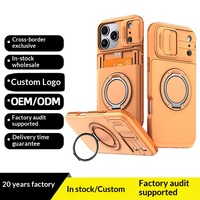 Nouvelle coque pour 17 Pro Max avec support intégré, fenêtre coulissante, porte-cartes dissimulé, protection anti-chute, matériau PC