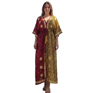 Robe courte en viscose à col en V avec franges, sans manches, style vacances d'été, robe bohème, mode en ligne, robes de plage - Product Image 1