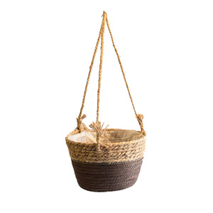 Pot de fleurs suspendu rond en matériau végétal pour plantes d'intérieur, jardinières décoratives - Product Image 3