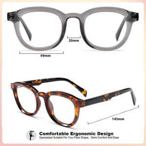 Retro Acetate <strong>Glasses</strong> Transparent Grey Optical <strong>Glasses</strong> Frame for Unisex <strong>Korean</strong> Style Unisex Eyewear Hot Eyeglasses Frame - Product Image 2
