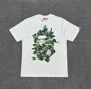 T-shirt unisexe à manches courtes et col rond en pur coton respirant, coupe ample, motif singe camouflage, idéal pour l'été - Product Image 5