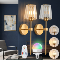 Lampe murale LED de luxe inspirée, sans fil, alimentée par batterie, rechargeable, RGB, télécommande, intensité réglable, décoration de chambre à coucher, salon