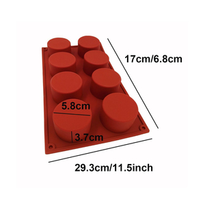 Moule à savon rond à 8 cavités en silicone, moule à cupcakes, moule cylindrique fait main pour gâteaux, pains, cupcakes, cheesecakes, muffins, ustensile de cuisson - Product Image 2