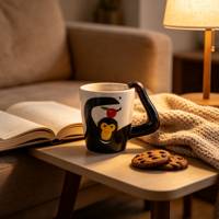 Mug à café en céramique imprimé chimpanzé créatif avec poignée en forme de bras de singe 3D, tasse à thé animale de dessin animé, cadeau fantaisie, vaisselle originale
