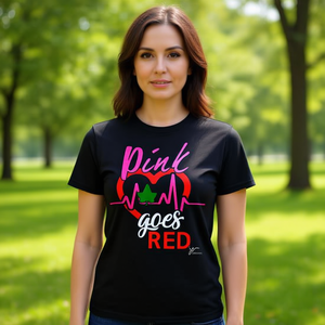 T-shirt AKA Pink Heart pour femme Pretty Girl in Red favorise la santé cardiaque - Product Image 3