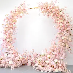 結婚式の装飾用品結婚式のステージシルク造花ピンクの蘭丸い誕生日の背景イベントのためのアーチの装飾