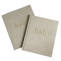Kunden spezifischer wettbewerbs fähiger Preis Leinen Stoff Stoff Hardcover Baby Journal Album recycelbares Papier beschreibbares Baby Memory Book