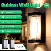 Applique murale LED étanche IP65 12W, éclairage extérieur haut et bas, en ABS et acrylique, pour porche, cour et jardin