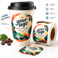 Rouleau d'autocollants personnalisés pour gobelets, étiquettes imperméables avec logo personnalisé pour gobelets à café, jus, boissons, emballages, magasins de boissons