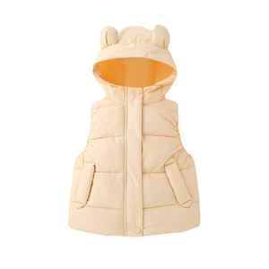 Si mignon bébé garçons filles à capuche vers le bas gilet hiver léger <span class=keywords><strong>sans</strong></span> manches oreilles d'ours fermeture éclair veste - Product Image 4