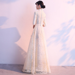 Chinese Style Cheongsam Long Dress Women Party Traditional Embroidery A Line 3D Pattern Elegant Occasion Wear - Product Image 4