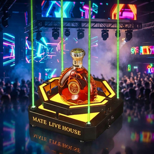 Presentador de Botellas LED con Láser Verde, Soporte de Botellas LED, Glorificador de Botellas, Estante Decorativo para Vino, Iluminación LED Metálica Pulida - Product Image 1