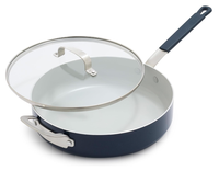 Poêle à frire antiadhésive avec couvercle en verre, compatible induction, poignée en silicone anti-chaleur, facile à nettoyer, passe au lave-vaisselle et au four