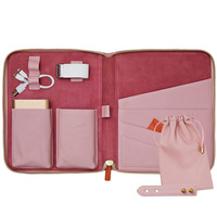 Sac de voyage de luxe en cuir véritable grande capacité avec fermeture éclair pour documents, tablette, batterie externe, câbles de données, stylo et passeport