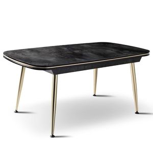 Mesa de Comedor Moderna Rosse con Tapa de Mármol Extensible Rectangular para 6 Personas, Estructura Metálica, Uso en Hoteles, Turquía - Product Image 2