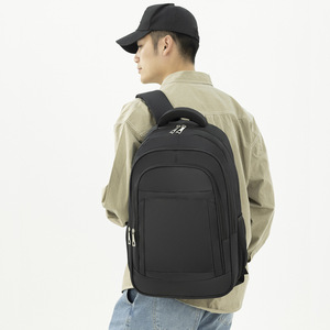 Men's <b>Backpack</b> 20-35L Waterproof Interior Zipper Pocket Leisure Travel Solid Color <b>Black</b> Blue Gray Spring 2023 - Product Image 2