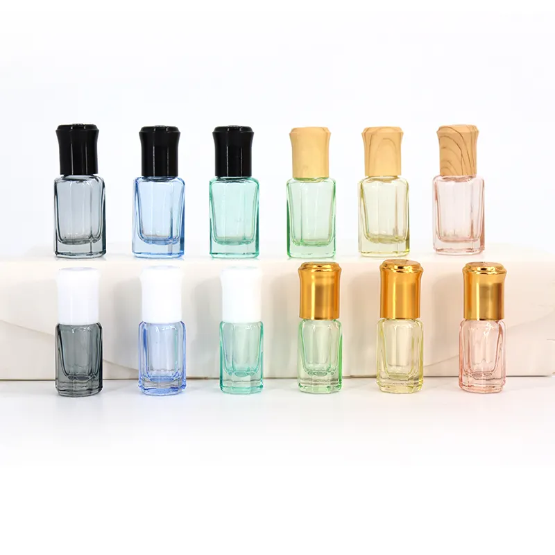 Lüks arapça Attar fantezi yağ şişesi özel 3ml 6ml 10ml 12ml boş cam Oud Tola Attar parfüm şişeleri