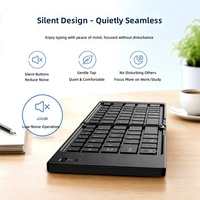 Keyboard Mini Ultra Tipis Lipat Nirkabel BT Isi Ulang Portabel Ukuran Penuh Mendukung 3 Perangkat Tablet Ponsel