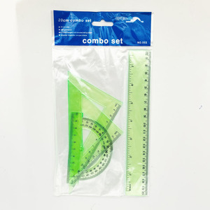 Juego de reglas de plástico promocional de fábrica de varios tamaños, juego de geometría para estudiantes, reglas triangulares, transportador para la escuela - Product Image 1